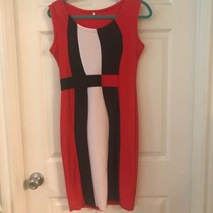 Red Black and White Dress